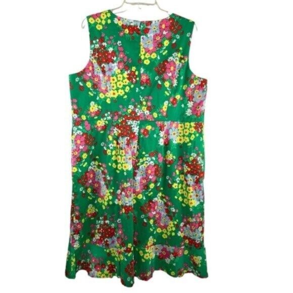 Talbots Green Floral Sleeveless Springtime Shift Dress - Picture 6 of 7